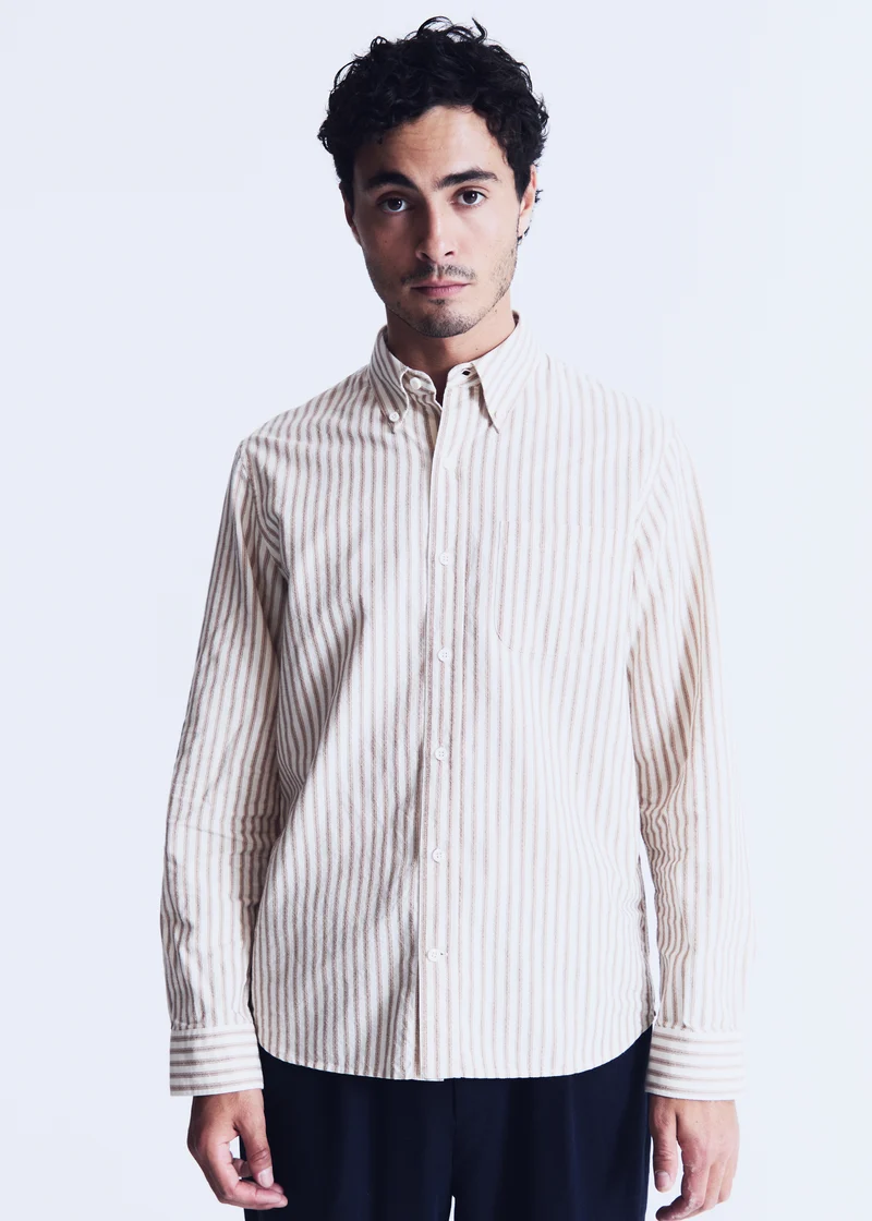 Chemise Calvi beige à rayures