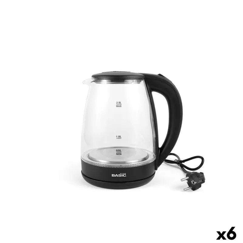 Kettle Basic Home Black Transparent Glass 1500 W 2 L (6 Units)