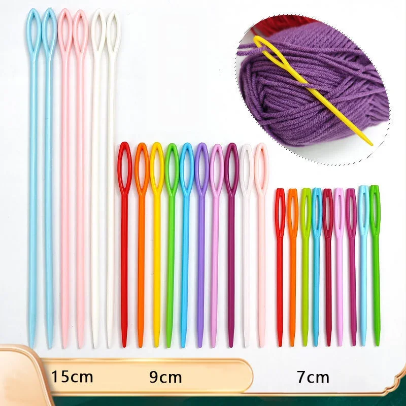 30 Aiguilles à Laine en Plastique Multicolores 7/9/15 cm