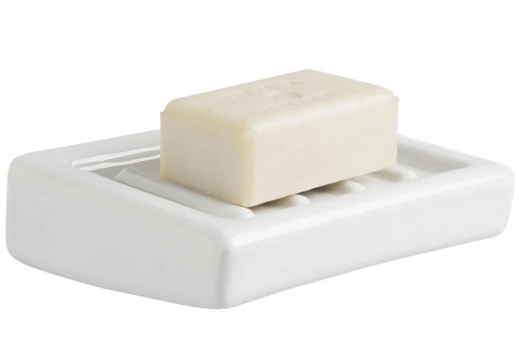 Porte-savon mural en porcelaine blanche