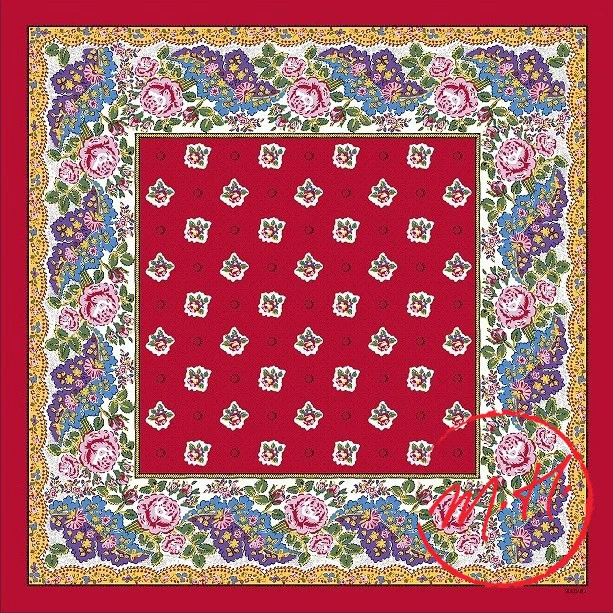 Foulard provençal roses rouge Souleiado