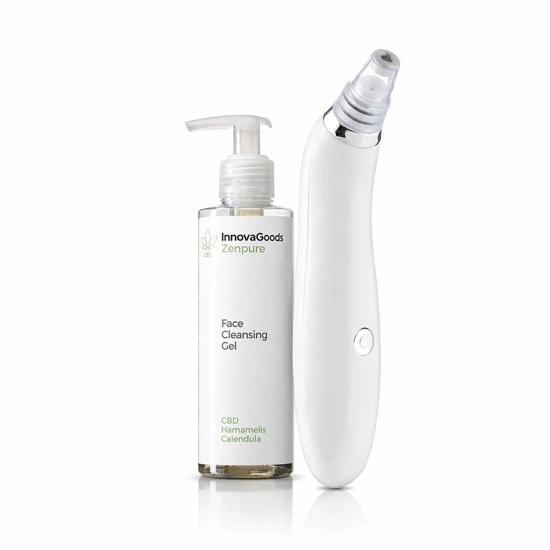 Pack Limpiador Facial Eléctrico de Puntos Negros y Gel Limpiador Facial CBD Zenpure 200 ml InnovaGoods