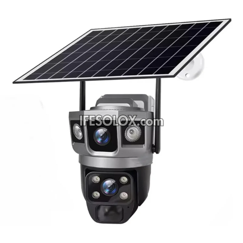 SLX 5MP Dual Lens Solar IP Camera (1 Bullet Camera and 1 PTZ Camera) with WiFi, 4G SIM, Night Vision, 2-way Audio and Motion Detection - Brand New