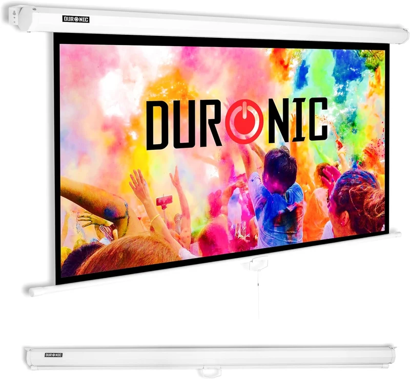 Duronic MPS60 16/9 WE Ecran de Projection TV et Home Cinema de 60 Pouces 152 cm ou 133 x 75 cm Fixation Mur ou Plafond Déroulement Manuel Gain +1 idéal pour 3D 8K 4K 1080P