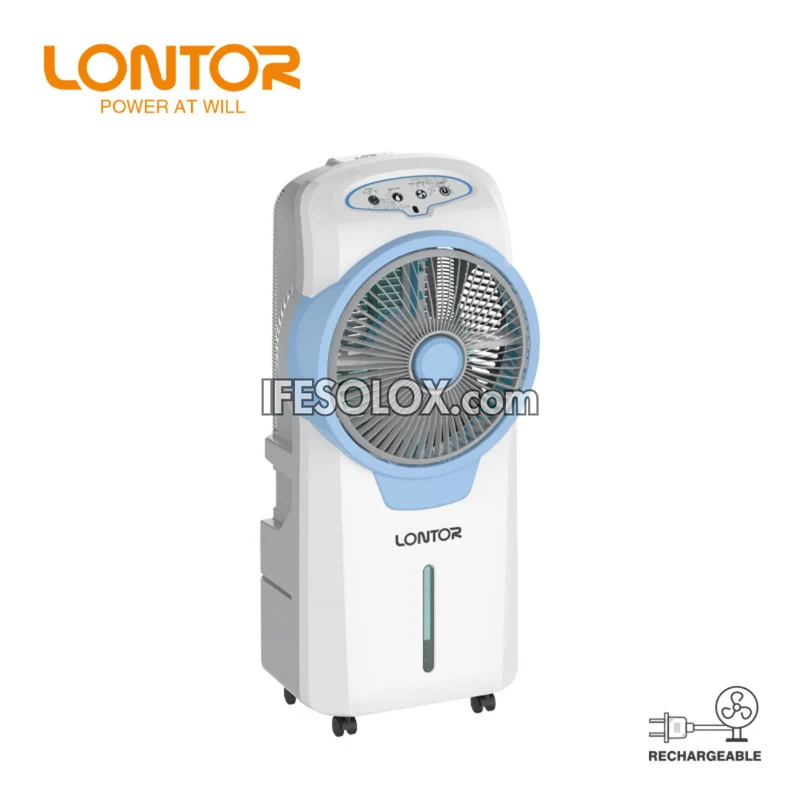 LONTOR 12" Rechargeable Solar Water Mist Air Cooler Fan with Remote - Brand New