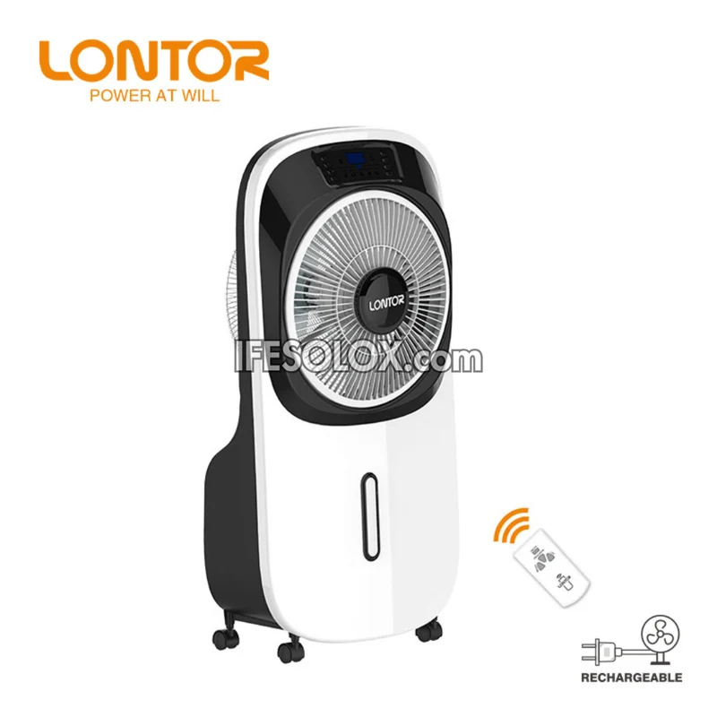 LONTOR 12" Rechargeable Solar Water Mist Air Cooler Fan with Remote (CTL-CF041) - Brand New