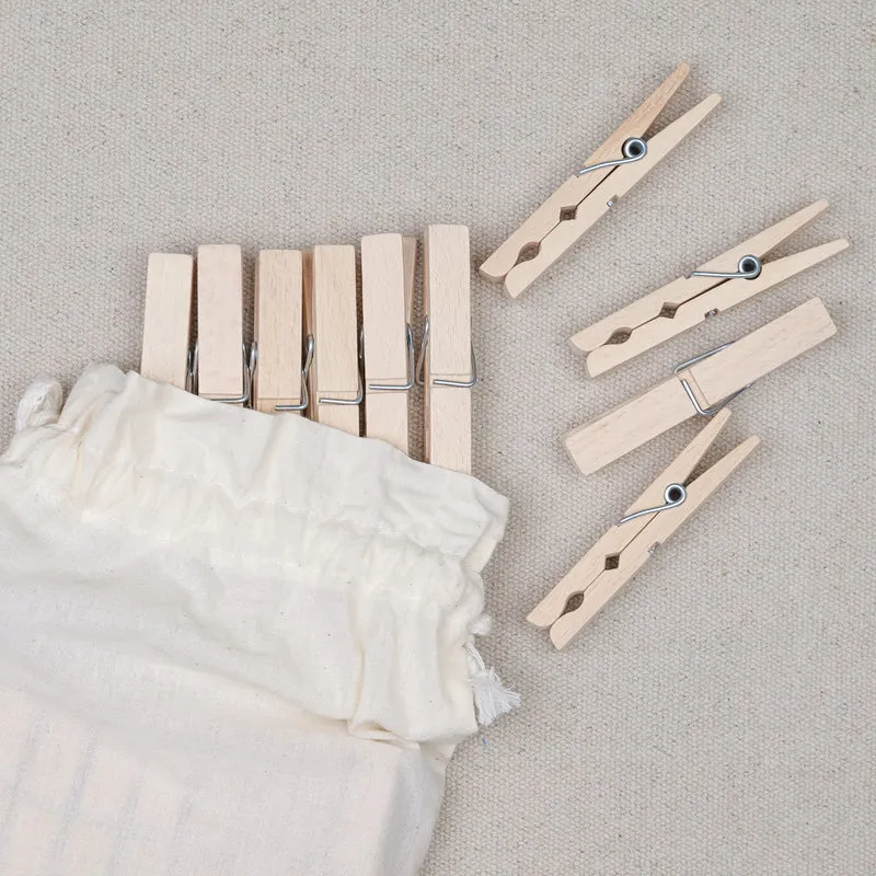 20 Pinces à linge en hêtre