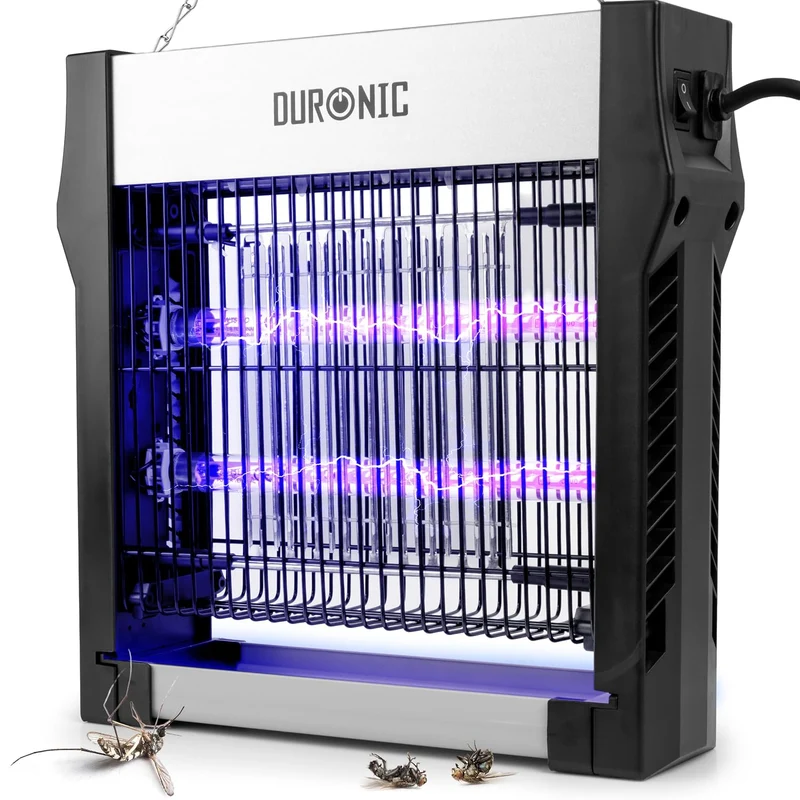 Duronic FK2X4 Lampe anti moustique électrique 8W Lampe tue mouche UV Plateau amovible Chaîne de suspension Petite lampe anti mouches moustiques insectes moucherons Répulsif à insecte