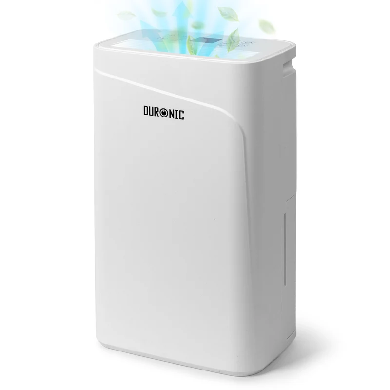 Duronic DH121 Déshumidificateur 300W Jusqu'à 12 litres d'eau par jour Réservoir d'eau de 2,1 litres Lutte contre l’humidité excessive et empêche la formation de moisissures Minuteur de 1 à 24 heures