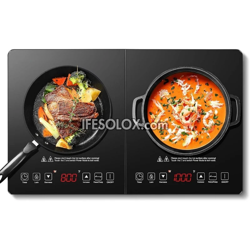 Hotplate Dual Cooktop Induction Cooker with Independent Touch Controls, LED Displays, Child Lock - Brand New