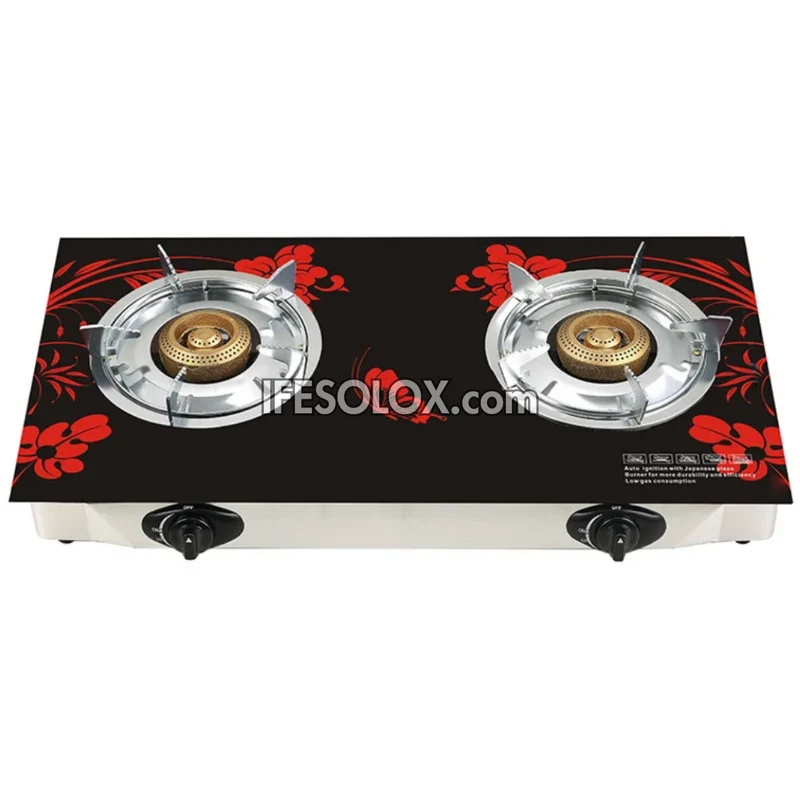 Table-Top Gas Cooker TTGC05 with 2 Gas Burners, Auto ignition and 7mm Tempered Glass Surface - Brand New