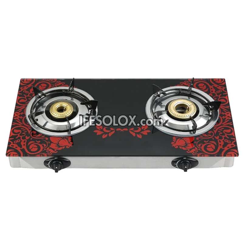 Table-Top Gas Cooker TTGC04 with 2 Gas Burners, Auto ignition and 7mm Tempered Glass Surface - Brand New