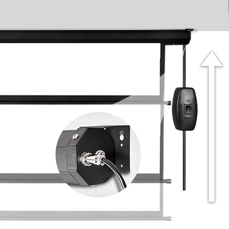 Duronic EPS60 /43 Ecran de Projection Electrique – 60 Pouces ou 122 x 91 cm – 4:3 – Ecran Repliable – Fixation Murale ou au Plafond – Pour Home Cinema, Salle de Conférence ou Salle de Classe