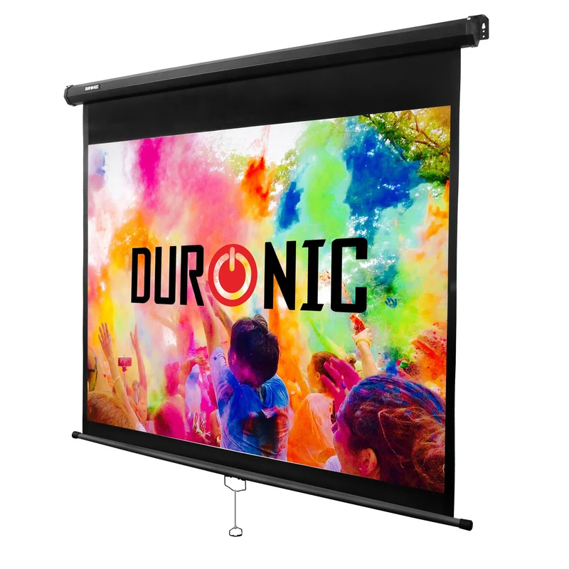 Duronic MPS60 4/3 Ecran de Projection à Déroulement Manuel 60 Pouces ou 122 x 91 cm Format d’Image de 4:3 Fixation Murale ou au Plafond Home Cinema Salle de Conférences Salle de Classe