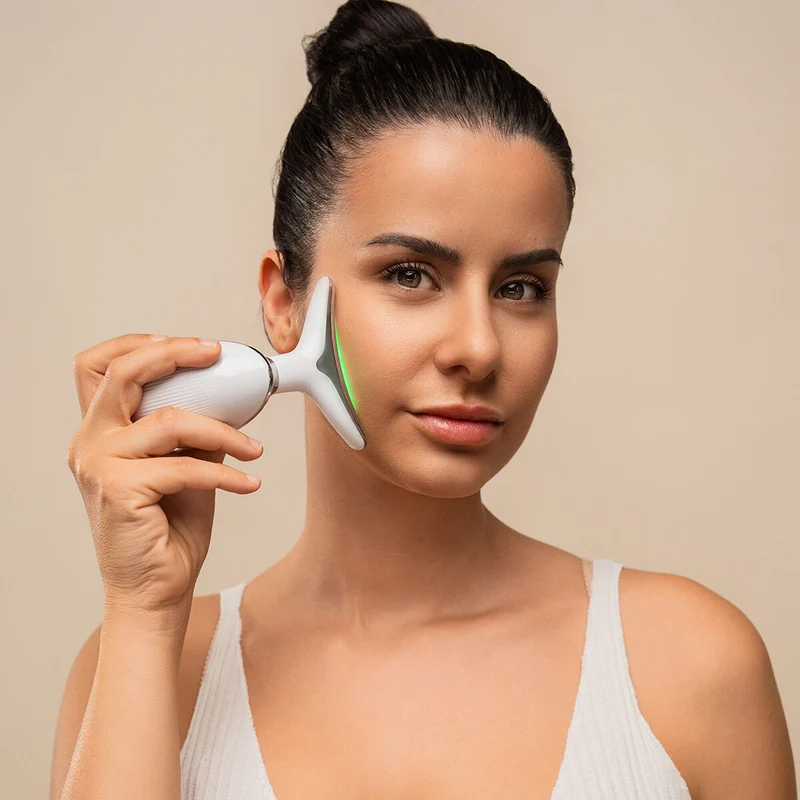 Masajeador Facial Eléctrico Reafirmante para Cara y Cuello con LED, EMS y Calor Selora InnovaGoods