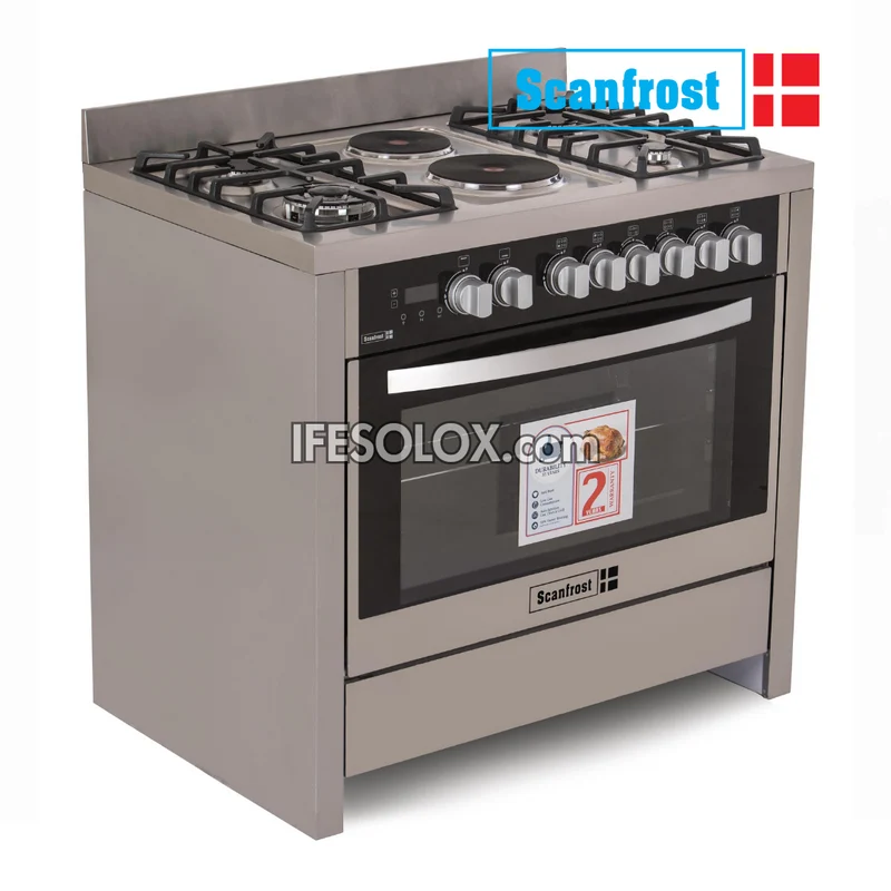 ScanFrost SFC9423SB 60x90 (4+2) Gas Cooker and Oven with 4 Gas Burners and 2 Electric Plates - Brand New