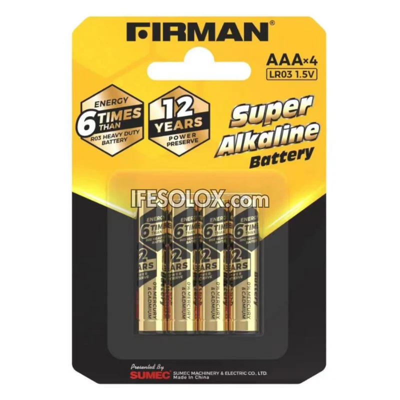FIRMAN LR03 1.5V Super Alkaline Triple A (AAAx4) Batteries - Brand New