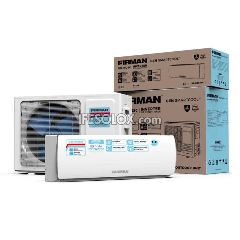 FIRMAN 2.2HP Inverter Split Unit AC with Copper Compressor and Installation Kit (FDI-19GSC) - Brand New