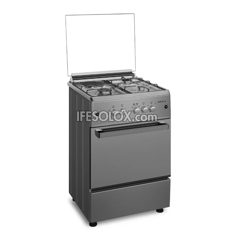 MAXI 60x60 (3+1) Oven Gas Cooker with 3 Gas Burners and 1 Electric Plate (INOX) - Brand New