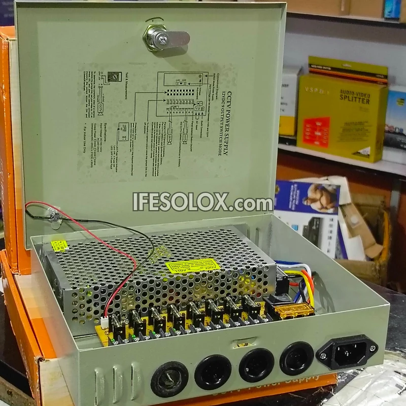 Professional 8-Way 12V DC CCTV Power Supply Box with Individual Fuse - Brand New