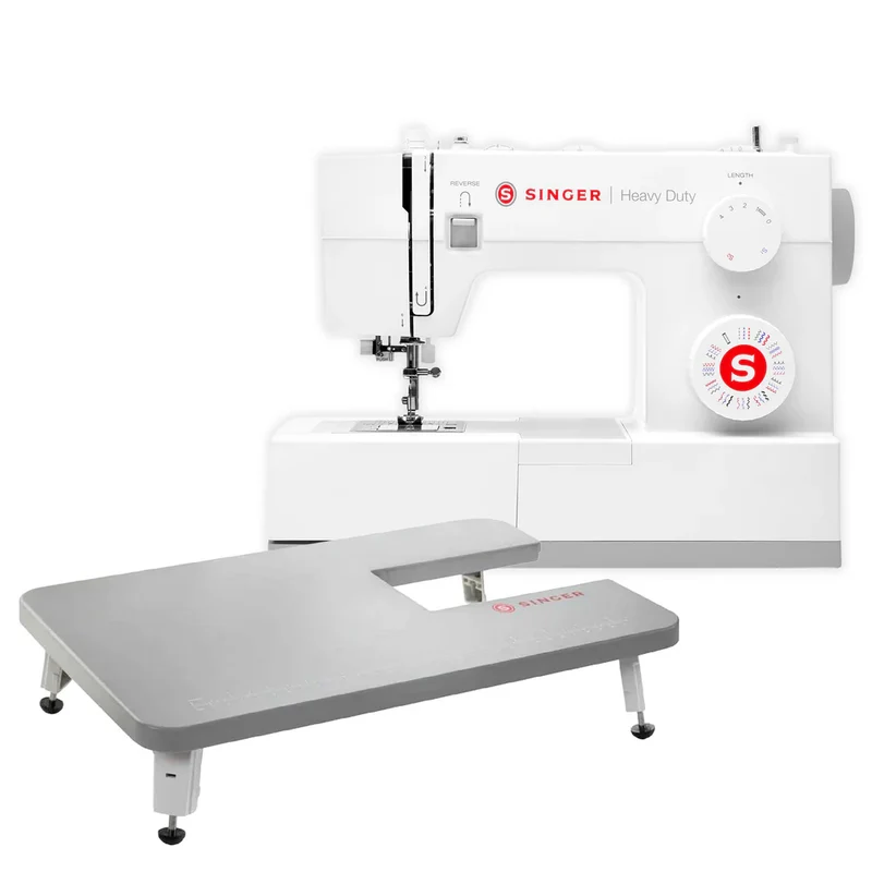 SINGER® Heavy Duty 4452 White Sewing Machine & Extension Table Bundle