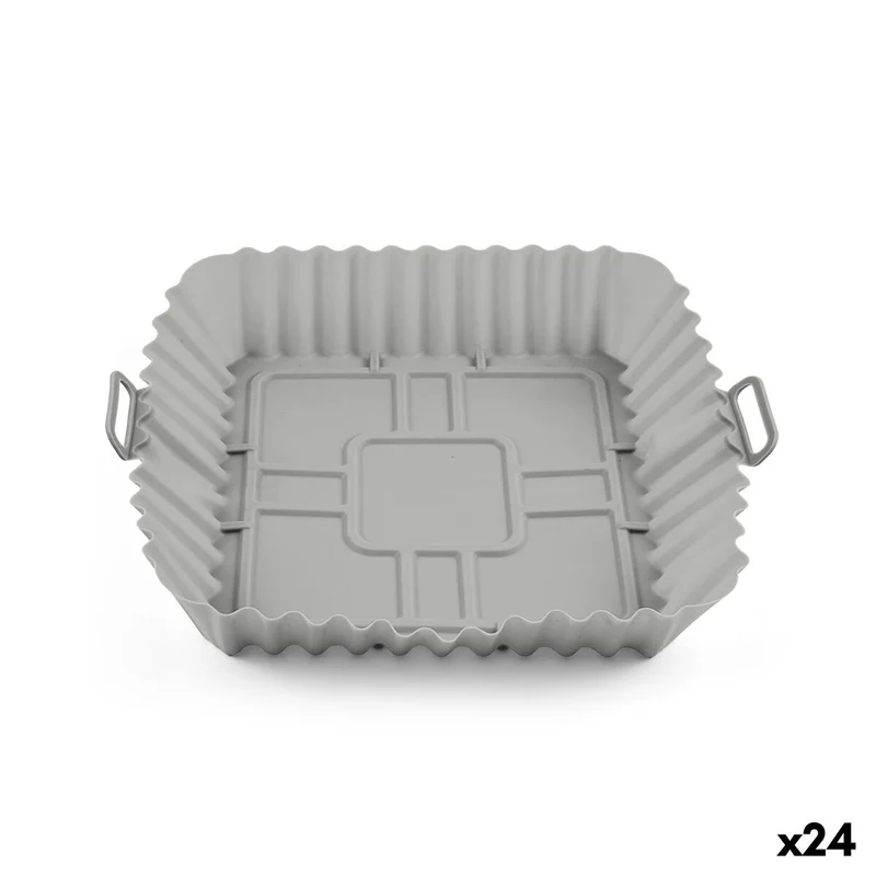 Reusable silicone tray for air fryer Quttin Silicone 20 x 20 cm Grey (24 Units)