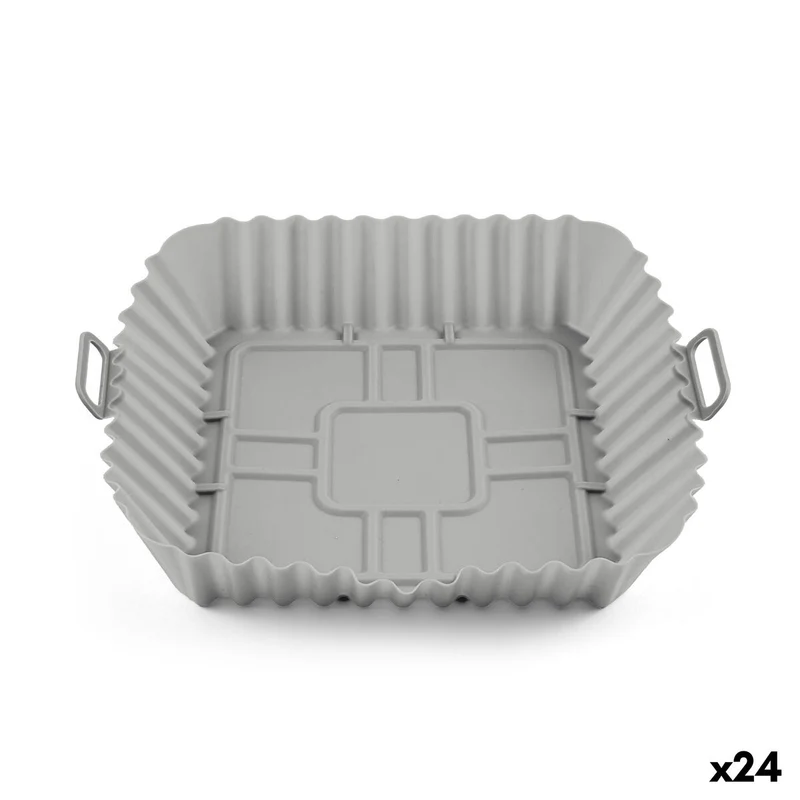 Reusable silicone tray for air fryer Quttin Silicone 22 x 22 cm Grey (24 Units)