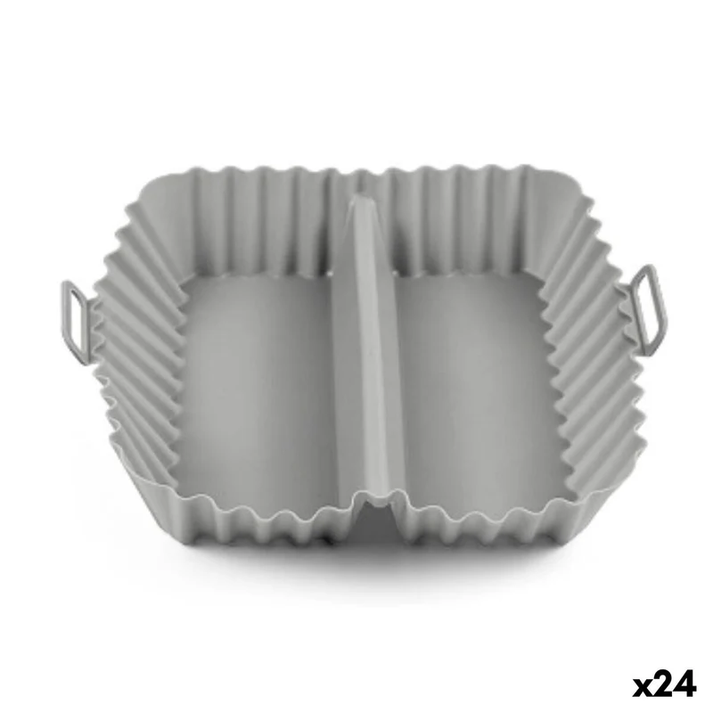 Reusable silicone tray for air fryer Quttin Silicone 20 x 20 cm Grey (24 Units)