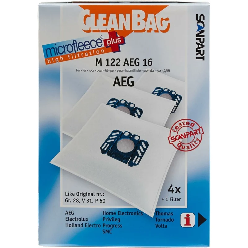 Replacement Bag for Vacuum Cleaner Scanpart M 122 AEG 16 AEG ELECTROLUX